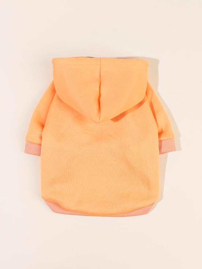 QWINEE Basic Dog Hoodie Sweatshirt Puppy Sweater Warm Cat Costumes Pet Clothes for Chihuahua Puppy Kitten Small Medium Dogs Orange Large