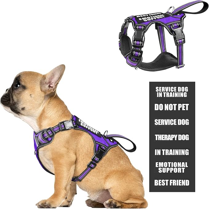 Service Dog Vest No Pull Dog Harness with 7 Dog Patches, Reflective Pet Harness with Durable Soft Padded Handle for Puppies, Small, Medium, Large, and Extra-Large Dogs