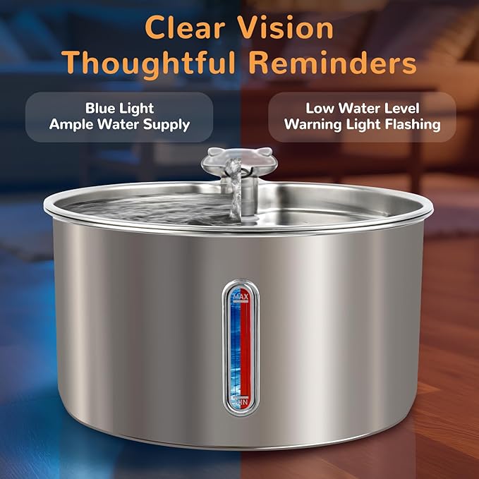 Cat Water Fountain Stainless Steel，135oz/4L， with Adjustable Pump & 3 Flow Modes, Ultra-Quiet Automatic Cat Dog Water Dispenser, Large Capacity Water Fountain for Cats,Dogs,Multiple Pets (1)