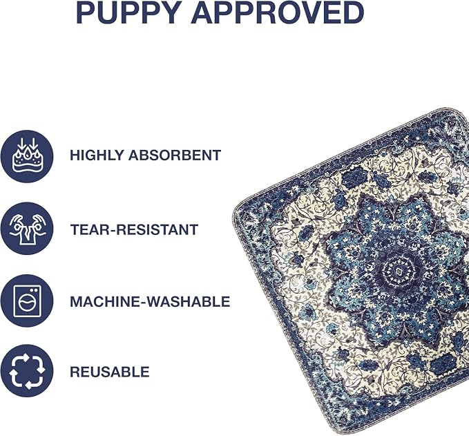 PUPIBOO Washable Pee Pads for Dogs and Cats - 2 Pack 24x 72 - Super Absorbent Reusable Puppy Training Pads - 100% Waterproof, Leak-Proof & Non-Slip Whelping Pads for Pet Housebreaking