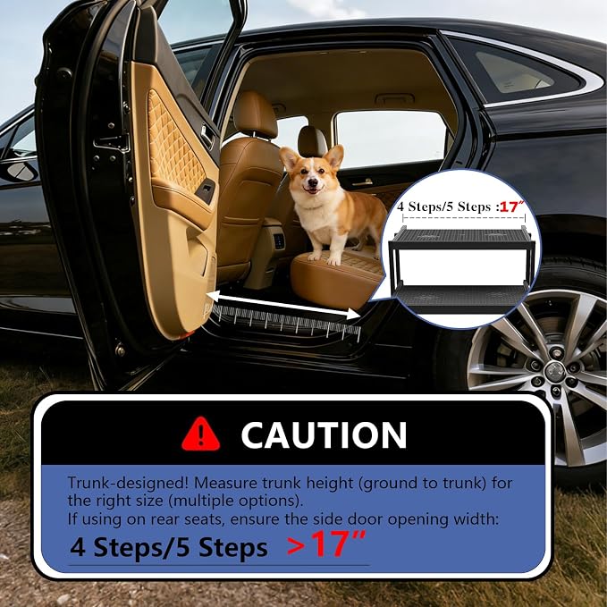 Dog Steps for Car, SUV with Upgraded Non-Slip Surface, 4 Steps | Easy Assembly, Foldable, Portable, Multi-functional Use(Car, Truck, SUV, Indoor Use)