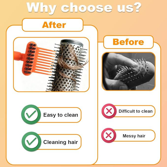 2pcs 2-in-1 Comb Cleaner with Pick and Bristles, Hair Brush Cleaner Tool Hairbrush Cleaning Rake for Home Salon Travel Use Effectively Clear Hair Dust Grease and Dirt