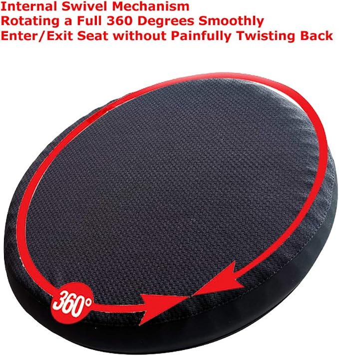 Tektrum Orthopedic Elastic Firm Swivel Gel Seat Cushion Rotatory Chair Pad | 360 Degree Rotation for Home, Office, Chair, Car - Relief for Sweaty Bottom, Hip Pain – Portable, Comfortable (19036)