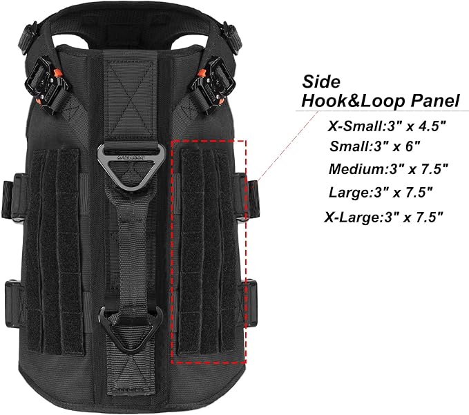 ICEFANG No Pull Tactical Dog Harness for Medium Dogs,Adjustable Dog Vest | Control Handle,MOLLE Panel,Front Hook,3 Leash Clips,Soft Padded,for walking training,Black,Medium