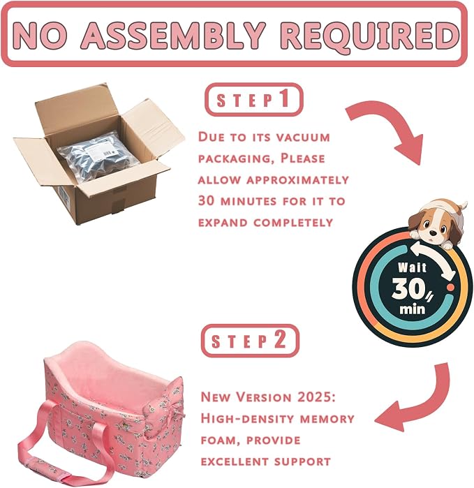 Console Dog Car Seat for Small Dogs Up to 11 Lbs, Pink Daisy | Portable Armrest Booster With Soft Cushion Safety Belt