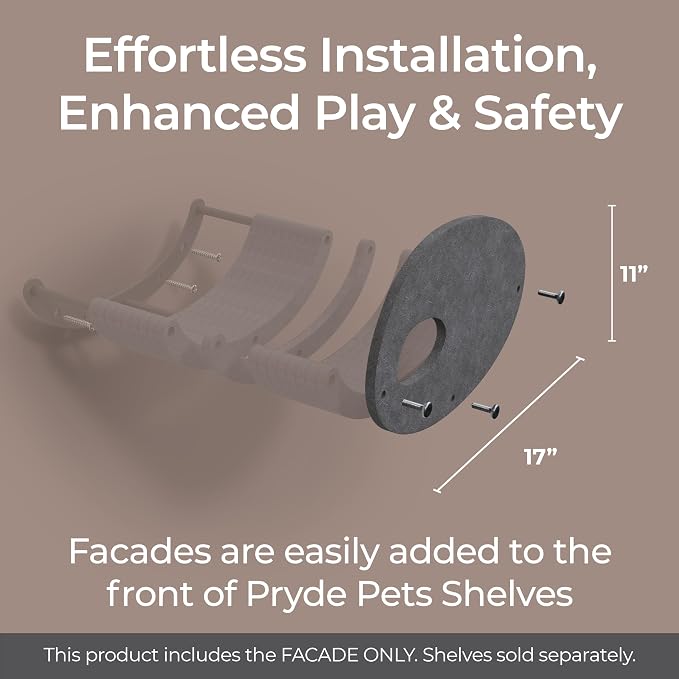 Accessory ADD-ON Curved Shelf Facade Covers Compatible with Cat Wall Shelves by Pryde Pets - 100% Sustainable PET Felt - Climber Sold Seperately - Cats Hammock Privacy and Safety Bumpers (Charcoal)
