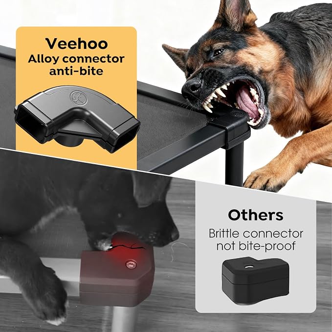 Veehoo Chew Proof Elevated Dog Bed, Padded Indestructible Raised Dog Cot | Orthopedic Dog Platform Bed with Soft Padded Mat, Durable Waterproof Pet Cot for Indoor, Outdoor or Crate, 49-Inch, Grey