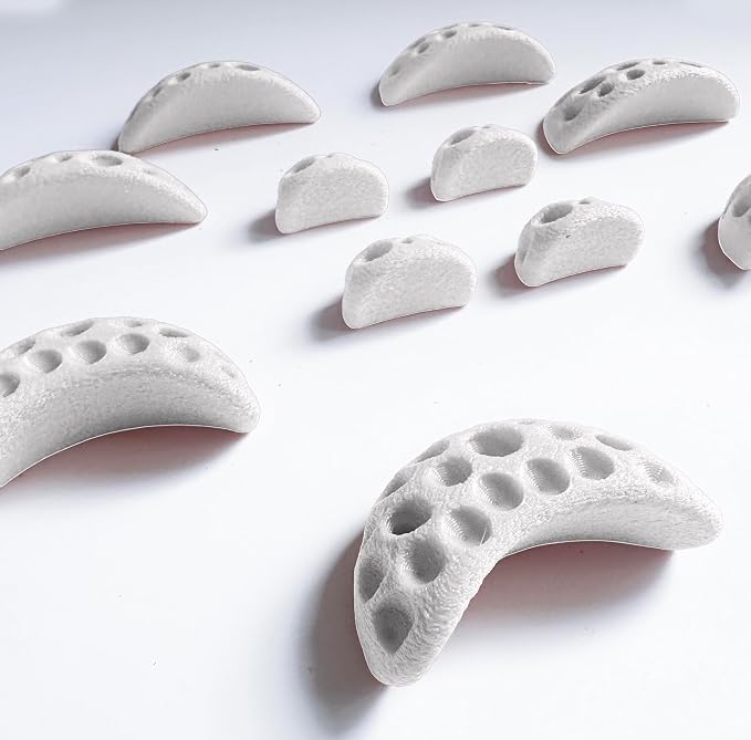 Moon Rock Climbing Holds Easy to Grab for Home Climbing Walls and Swing Sets. Positive in Cut Jugs Great for Kids. Dual Texture, Eco Friendly, Non-Toxic. 2X Stronger Recycled Material. (Bone White)