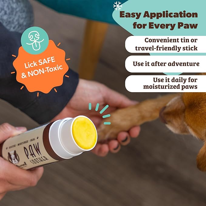Natural Dog Company Paw Soother Balm & Wax - Dog Paw Balm & Moisturizer for Dry, Cracked Paw Pads, Helps Moisturize & Condition Winter-Worn Paws, Coconut Oil & Calendula, Daily Paw Care, 2 oz Stick