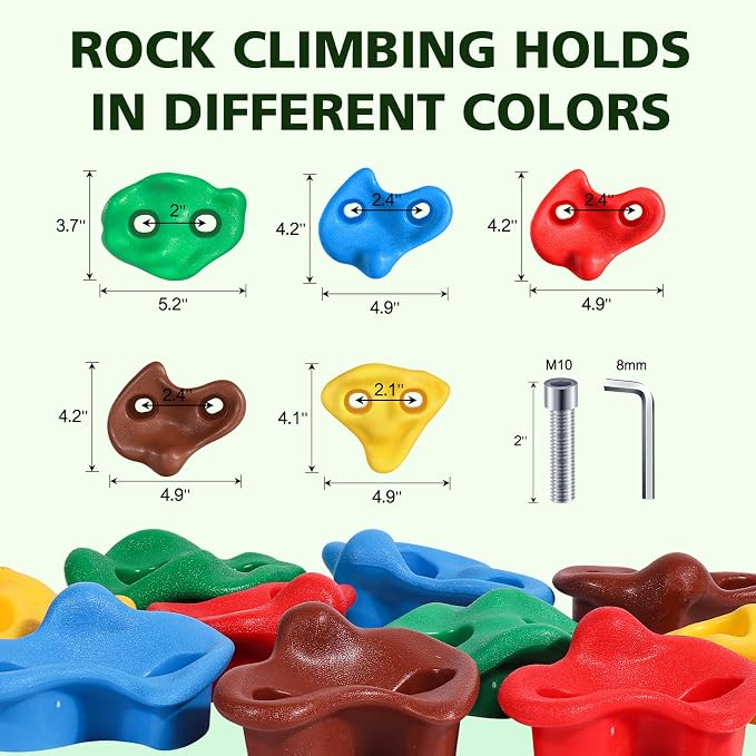 TOPNEW 25PCS Rock Climbing Holds for Kids, Large Climbing Holds for Play Set, Swingset - Adult Rock Wall Holds with Mounting Hardware for Indoor Outdoor Rock Climbing Wall