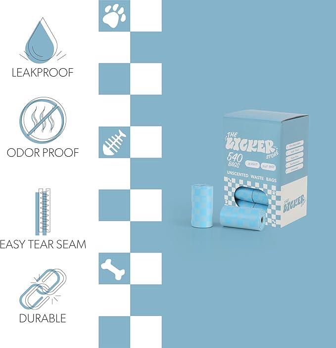 The Licker Store 13 in. x 9 in. Extra Thick Leak Proof Unscented Dog Poop Bags, Blue (540 Count, 36-Rolls)