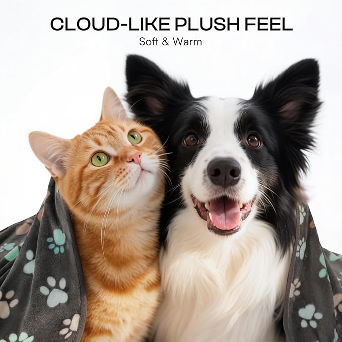 Luciphia 1 Pack 6 Dog Blankets Cat Soft Fluffy Fleece Pet Blanket Warm Cute Print Design Puppy Kitten Doggy Paw Medium(30"x20")