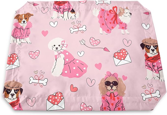 QOOMO Elevated Dog Bed with Cooling Fabric, Pet Cot for Small and Big Dogs, Indoor and Outdoor Use, Joint Relief, Cute Printed Cushion Included (Princess Dog, 35.43" L*25.59" W*8.27" Th)