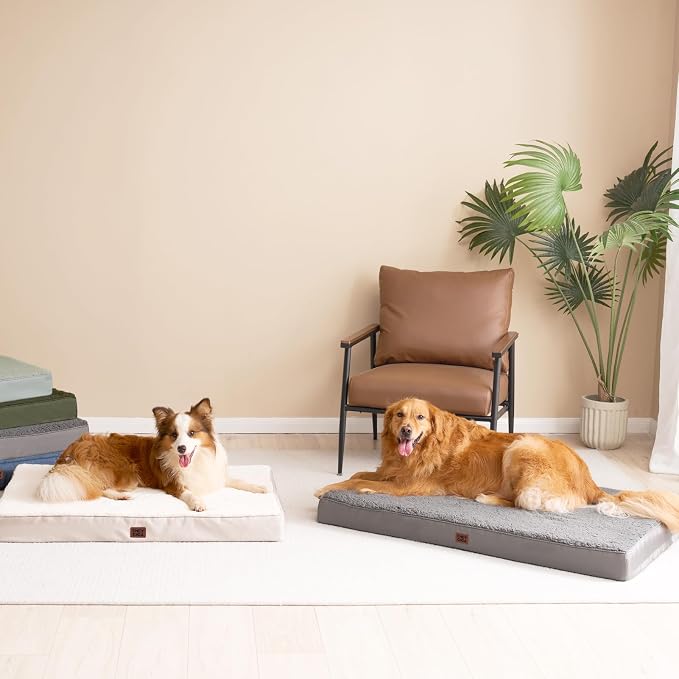 EHEYCIGA Orthopedic Dog Bed Large with Removable Washable Cover, 35x23 | Egg Crate Foam Support, Durable Oxford fabric, Non-Slip Bottom, Machine Washable, Soft Waterproof Plush Pet Bed Mat For Crate