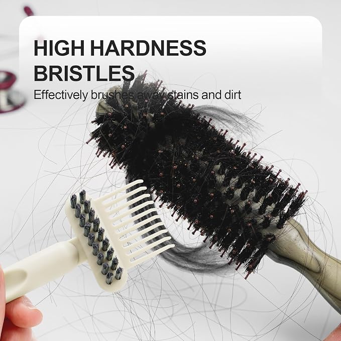 Hair Brush Comb Cleaning Tool Comb,2-in-1 Hair Brush Cleaner Tool, Portable Remover Rake for Removing Hair Dust, Home and Salon Use (White)