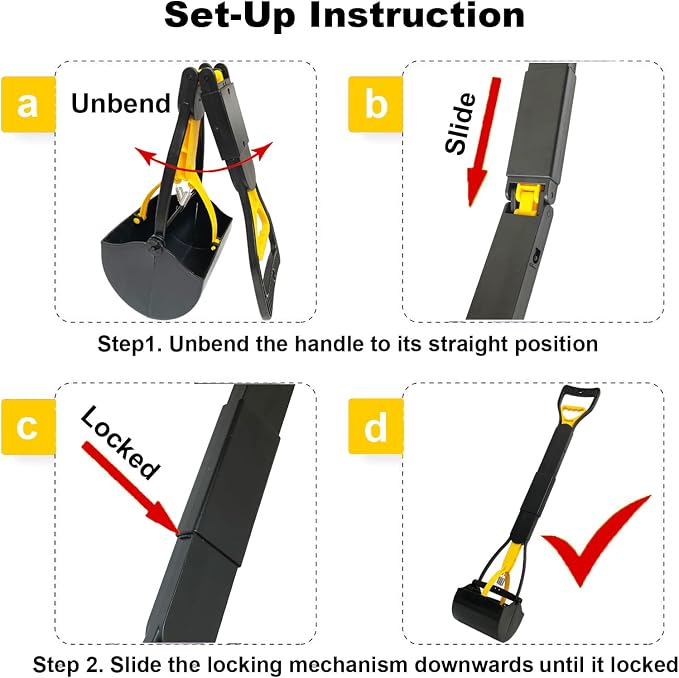 Pooper Scooper 2 Pack with 20 Litre Step Dog Poop Trash Can, 28" Long Handle Dog Poop Scoopers for Large Small Dogs Heavy Duty, Removable Inner Bucket for Outdoors, 50 Waste Bags Included (Yellow)