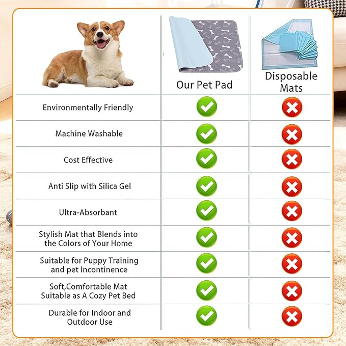 Puppy Pads with Pheromones, Washable Puppy Pee Pads for Dogs Reusable Puppy Pads for Dogs and Cats - Leak & Odor Proof, Non-Slip Base Training Pads for Home & Travel(with Pet Hair Removal Gloves)