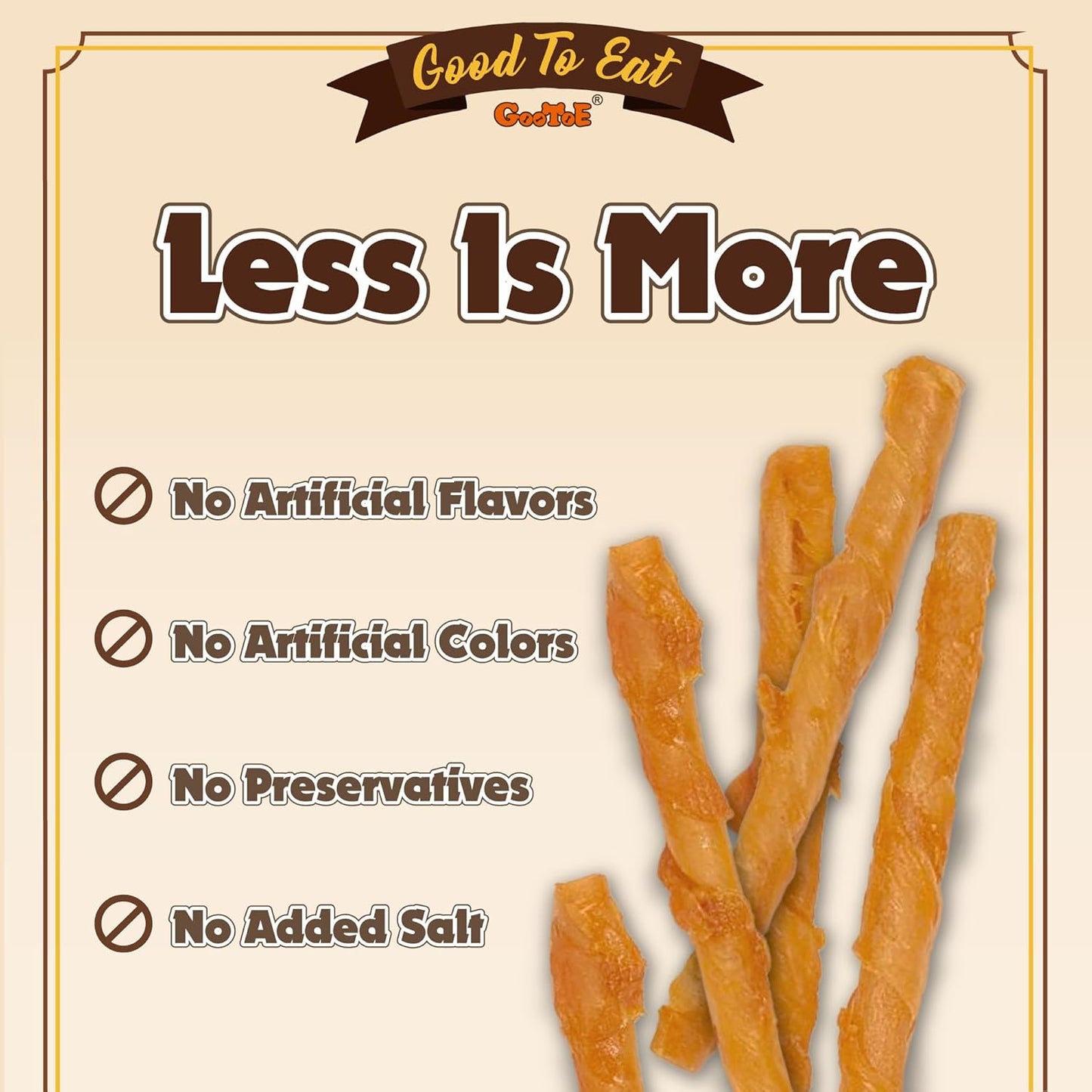 Gootoe Turkey Tendons for Dogs –All-Natural, Hypoallergenic Dog Treats, Rawhide Alternative, Long Lasting Puppy Chews, Healthy Dog Treats for Small Breeds, Twists (S), 10 Count Pack