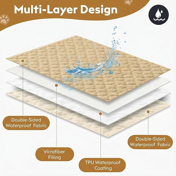 Waterproof Dog Blanket, Couch Cover for Dogs Washable, Reversible Dog Bed Cover, Couch Furniture Protector. (Dark＆Light Beige, 30 X 70 Inch - 1 Pack)