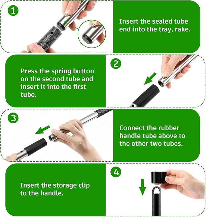 Pooper Scooper, Long Handle Pet Supplies Dog Pooper Scooper with Stainless Metal Tray and Rake for Large Medium Small Dogs Heavy Duty, Use on Grass, Dirt or Gravel