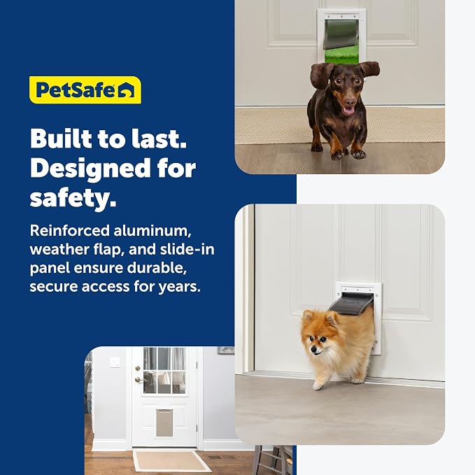 PetSafe Plastic Dog & Cat Door, Pets Up to 15 lb, Small | Flap Opening 5 1/8 in W x 8 1/4 in H, Snap-on Closing Panel, Paintable Frame, Easy DIY Install