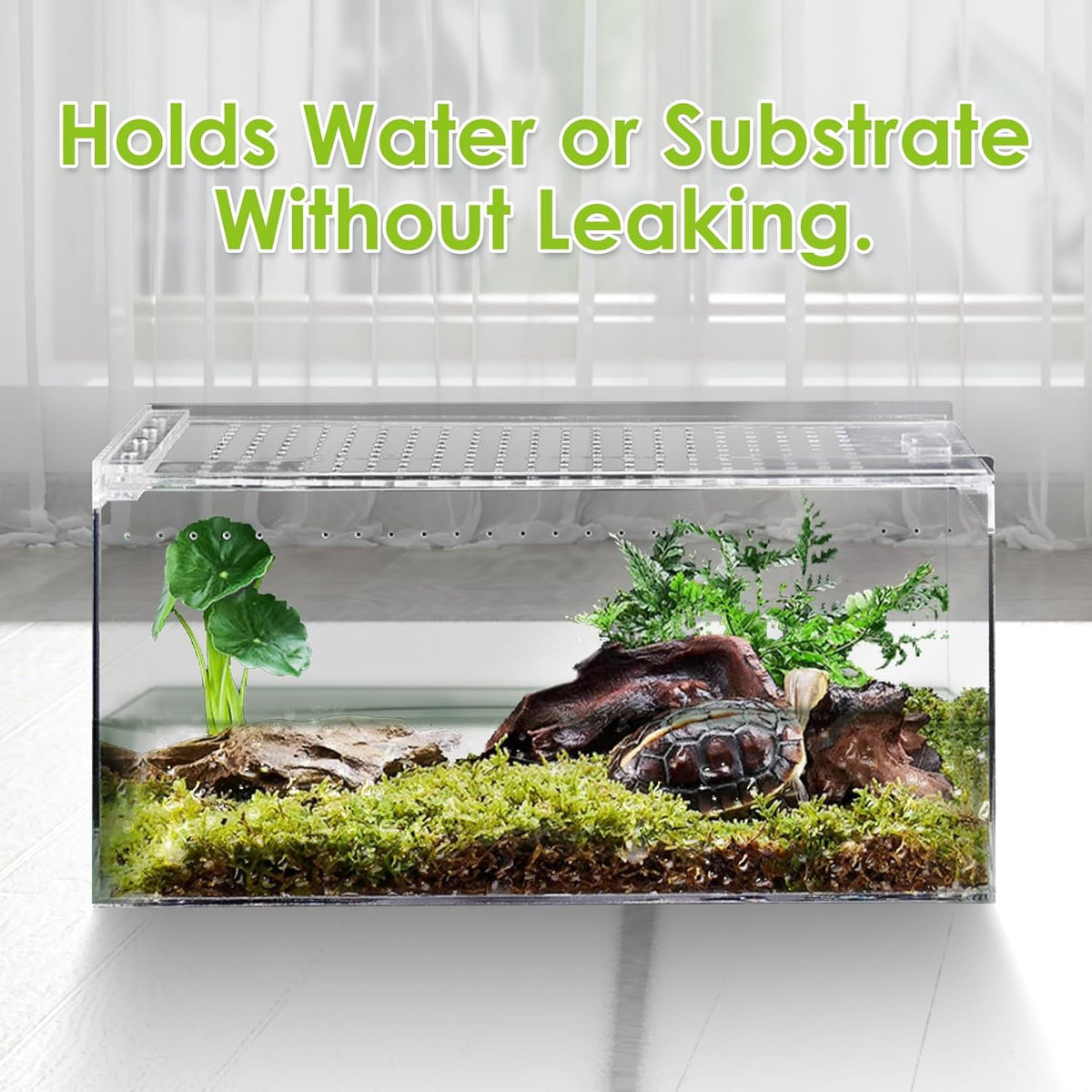 Reptile Terrarium Enclosure 12"X 8"X 6" Acrylic Tarantula Breeding Box Magnetic Hermit Crab Habitat Tank Transparent Jumping Spider Cage for Insect Snail Amphibians Sling Isopods (2.5 Gallon)