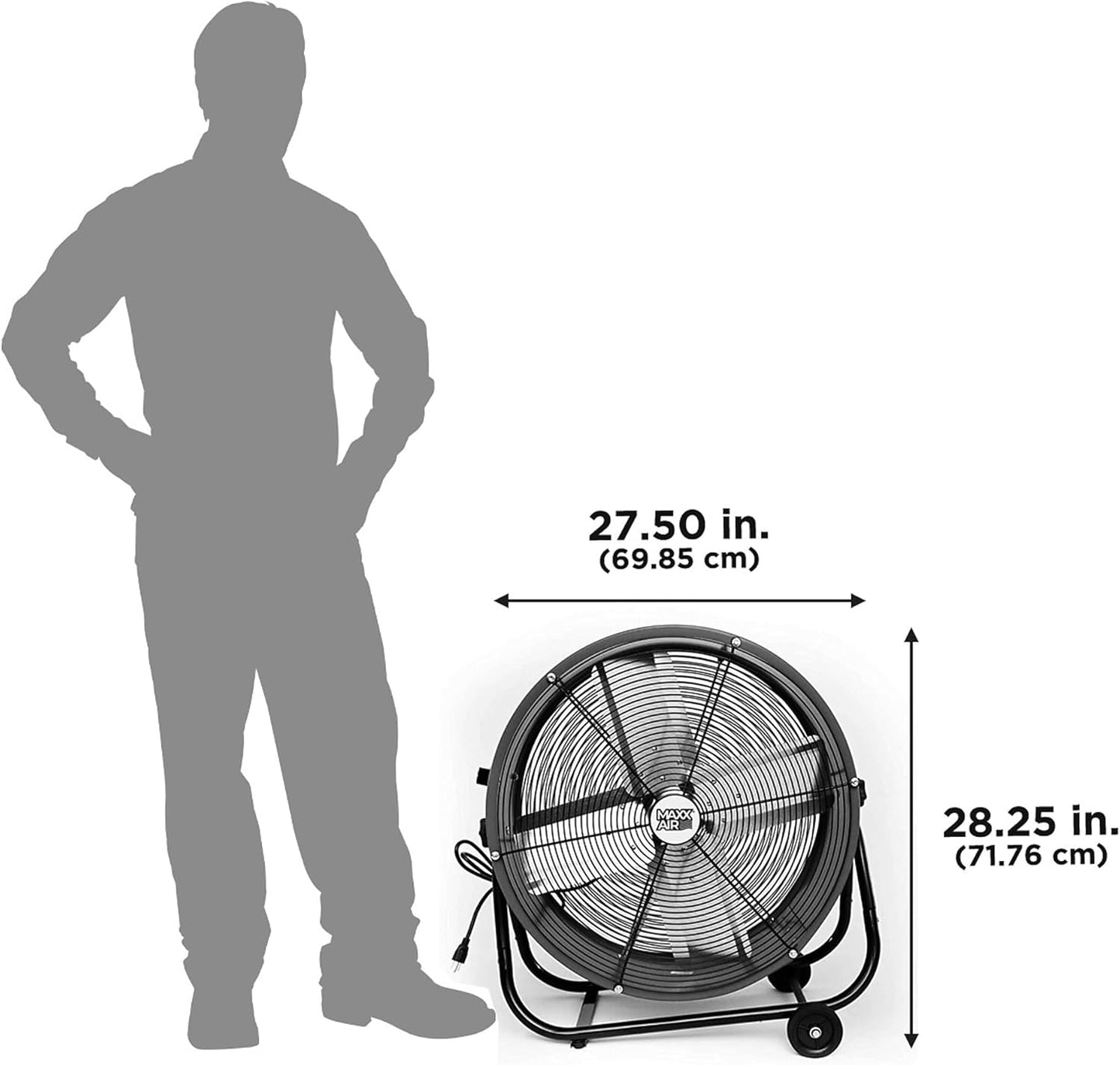 Maxx Air 24" Industrial Fan Heavy Duty - Rugged Drum Fan for Workshop - Powerful Shop Fans Heavy Duty for Industrial Use - Large Cooling Solution for Factories and Warehouses