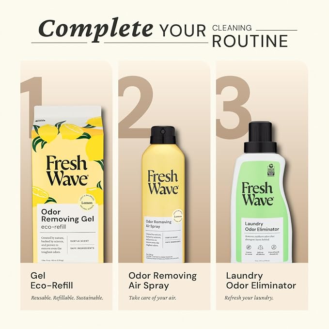 Fresh Wave Lemon Odor Removing Gel, 15 oz. | Odor Absorbers for Home | Safer Odor Relief | Natural Plant-Based Odor Eliminator | Every 15 oz. lasts 30-60 Days | For Cooking, Trash & Pets