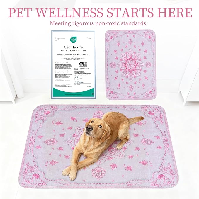 Homimp Washable Pee Pads for Dogs, 2 Pack Reusable Puppy Pads Waterproof, Absorbent and Leakproof Dog Pee Pads, Non Slip Puppy Training Pads, Pet Mat for Floor,Crate,Couch,Whelping,Pink, 36"x41"