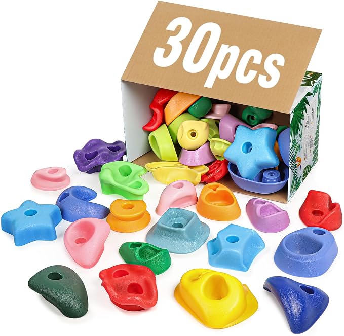 TOPNEW 30PCS Random Rock Climbing Holds Blind Box with Hardware, Non-Slip Climbing Rocks for Kids & Adults, Ideal Gift for Indoor Outdoor Climbing Wall