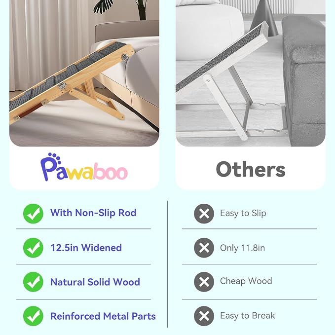 2026 Upgraded Dog Ramp for Couch, Foldable Small Dog Ramp for Sofa, 5 Adjustable Height from 9.8" to 20.5", Portable Stable Pet Steps with Non-Slip Pad, Pet Ramps Use for Sofa Couch Stairs