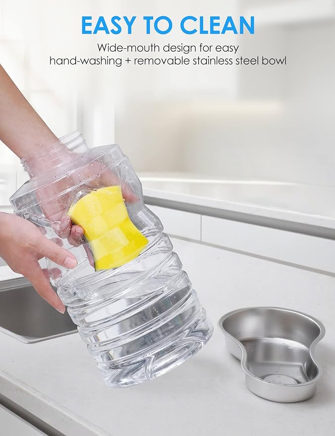 Heouvo 2.1 Gallon Automatic Dog Water Dispenser (8L-Black) | Wide Mouth, Easy Clean/ Removable Stainless Steel Bowl/ Gravity Refilling, Large Capacity for Cats and Dogs, Multi-Pet Homes