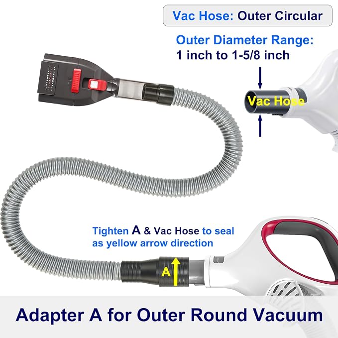 Dog Brush Vacuum Attachment with 1"-1.75" Universal Adapters for Vacuum Cleaners, Pet Hair Shedding Grooming Tool Kit with Long Extension Hose
