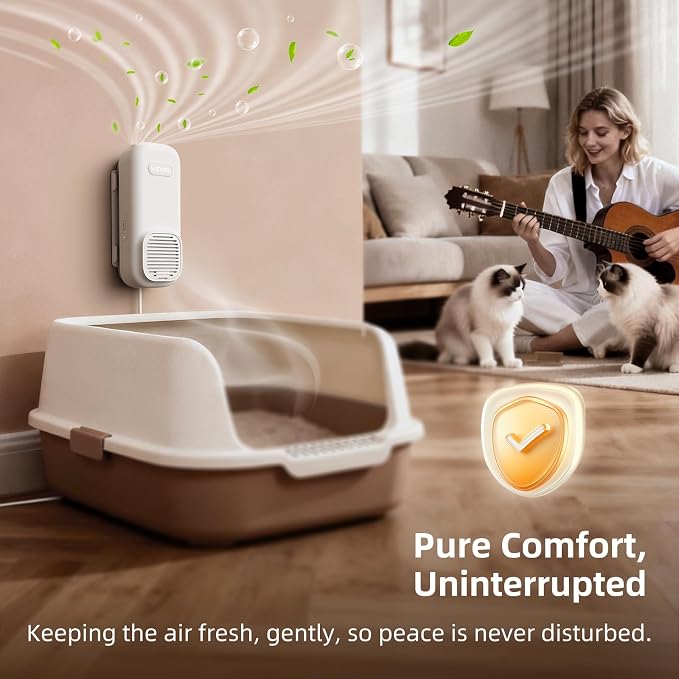 uahpet Cat Litter Deodorizer, No Ozone Air Purifier Plug in, Nano-Tech Cat Odor Eliminator for Litter Box, Filterless Odor Remover with 5ft Cord, Safe & Quiet Air Freshener for Pet Homes (2 Pack)
