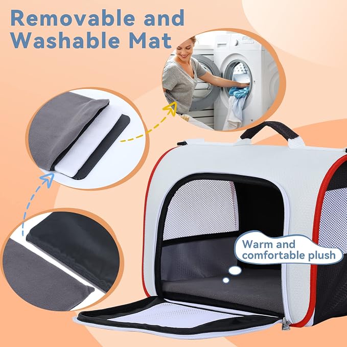 A 4 Pet Cat Carrier, Airline Approved Pet Carrier for Small Medium Cats Dogs Puppy with Safety Tether, Lightweight EVA Soft-Sided Bag, Anti-Collapse for Plane Car Train Vet