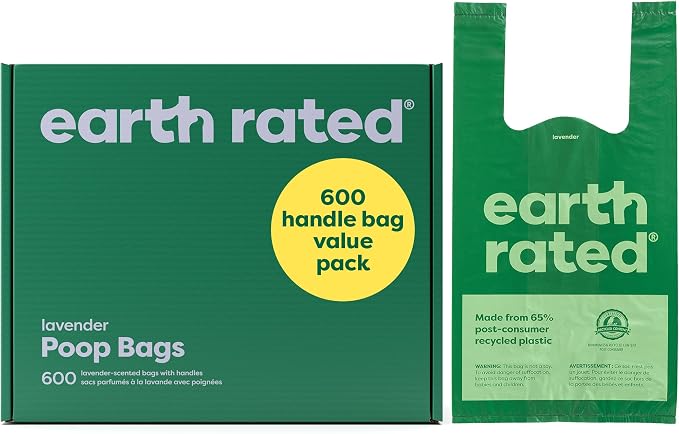 Earth Rated Dog Walking Essentials Bundle - Includes 600 Dog Waste Bags with Handles and 400 Dog Grooming Wipes, Lavender-Scented
