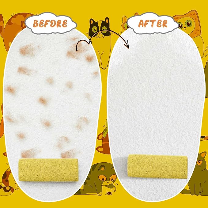 6 Pcs Abbyike Pet Hair Remover Rock Pumice Stone for Dog Cat Hair Pet Removal Cleaning Fur Removal Block Tool Scraper for Car, Carpet, Couch, Beding, Fufmiture Cleaning (6.1 x 2.56 x 1.4 Inch,Yellow)