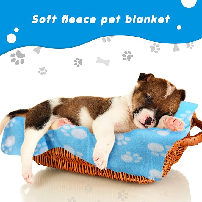 Chumia 28 Pieces Puppy Blanket Bulk Small Fleece Pet Blanket for Puppy Dogs Kitten Cats Pets Soft Warm Paw Print Sleep Mat Bed Covers, 28 Styles(23.6 x 27.6 Inch)