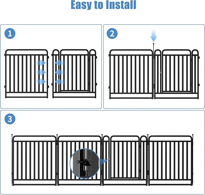 New Thickened Version Dog Playpen, 32 Inch Dog Fences for The Yard, Portable Outdoor Dog Playpen for Large/Medium/Small Dogs, Foldable Metal Dog playpen, with Doors (32 Panels, 32 Inch)
