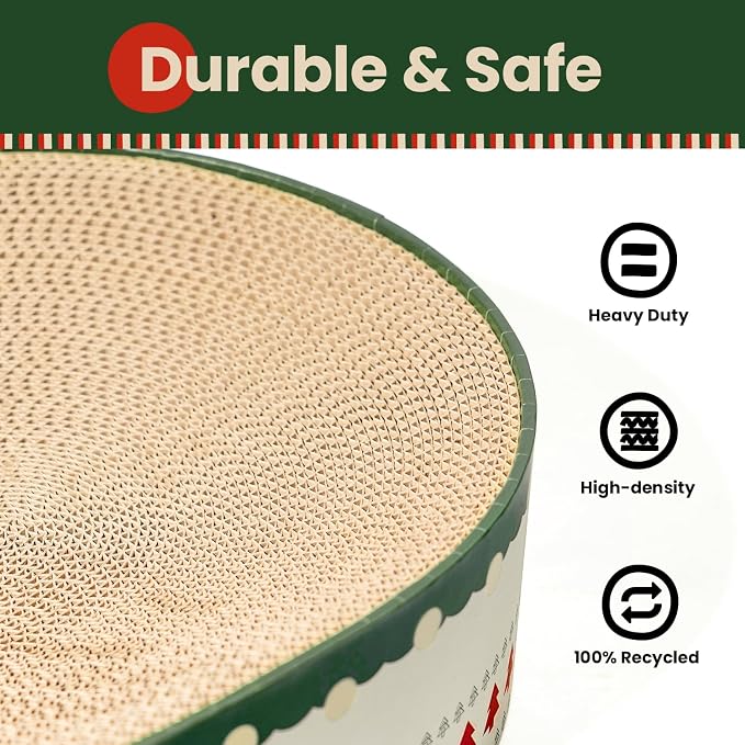 Conlun Oval Cat Scratcher Bed | Scratching Bowl Lounge for Kittens | Medium | Corrugated Cardboard Pad | Concave Shape | No Mess Enclosed Base | Serves as Couch Furniture Protector