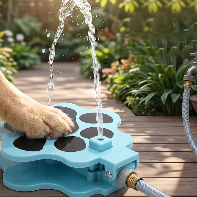 Outdoor Dog Water Fountain Step On, Paws Activated Dog Sprinkler with 1m Hose for Large Dogs, Pet Water Dispenser Drinking Toy for Courtyard, Provides Fresh