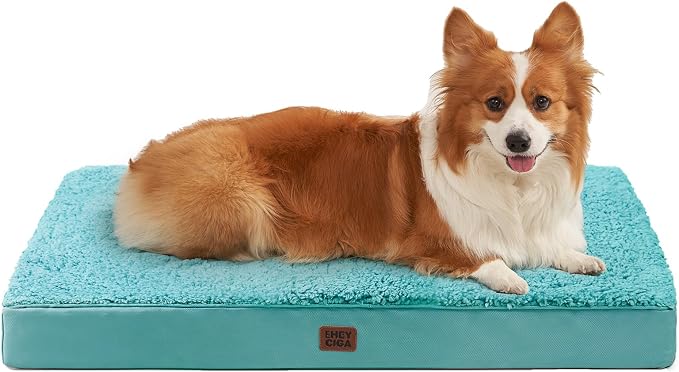 EHEYCIGA Orthopedic Dog Bed Large with Removable Washable Cover, 35x23 | Egg Crate Foam Support, Durable Oxford fabric, Non-Slip Bottom, Machine Washable, Soft Waterproof Plush Pet Bed Mat For Crate