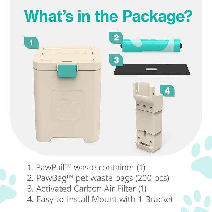 PawPail Pet Waste Station with Mounting System, Suitable for Outdoor Use, Designed with Odor-Reducing Technology, Install on Any Surface & Ensures Convenient Pet Waste Disposal