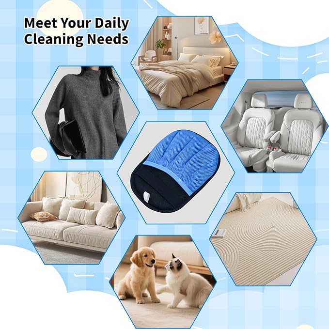 Ganayi Pet Hair Removal Glove for Dogs & Cats, Reusable Magic Brush for Pet Hair, Upgraded Five-Finger Electrostatic Pet Hair Gloves for Laundry, Couch, Carpet, Car Seat