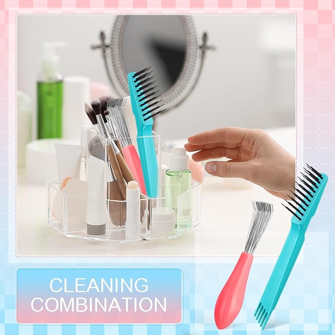 Boao 4 Pcs Hair Brush Cleaning Set Tool Mini Hair Cleaning Brush Cleaner Tool for Removing Dust Home Salon Use(Green)