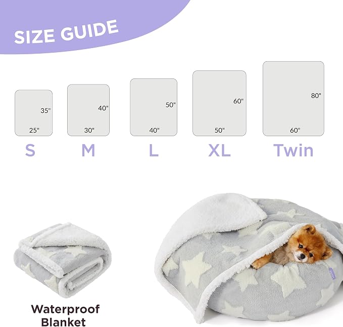 LE SURE Waterproof Dog Blankets for Medium Dogs Cute 3D Jacquard,30x40 | Puppy Blanket for Cat Aesthetic Gift, Warm Soft Sherpa Throw Washable, Reversible Pet Couch Protector, Galaxy Grey