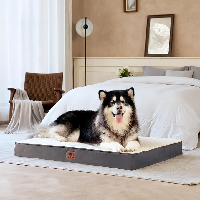 EHEYCIGA Orthopedic Dog Beds, Egg Crate Dog Bed Pet Mat with Washable Removable Cover, All Size Dogs | Egg Crate Foam Support, Durable Oxford fabric, Non-Slip Bottom, Machine Washable, Soft Waterproof Plush Pet Bed Mat For Crate