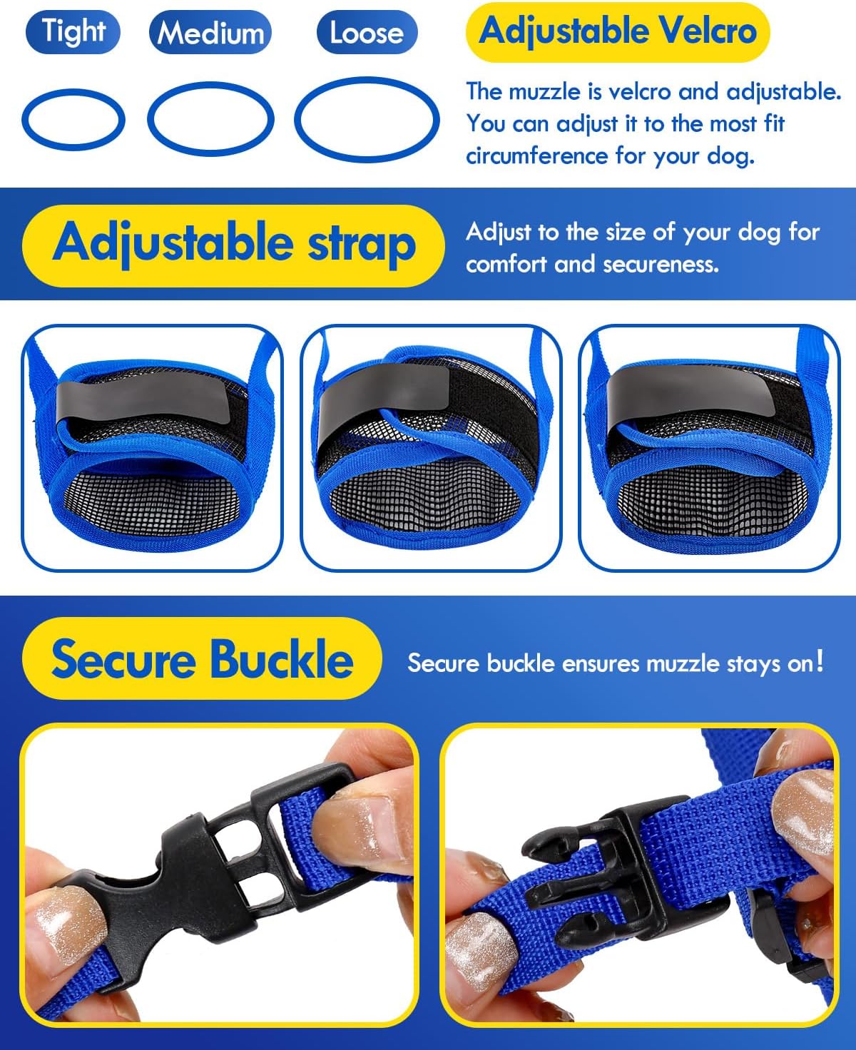 Dog Muzzle, Soft Air Mesh Muzzle for Small Medium Large Dogs Anti Biting Barking Chewing, Breathable Drinkable Adjustable Loop Pets Muzzle for German Shepherd Husky Labrador Retriever (Blue,XL)