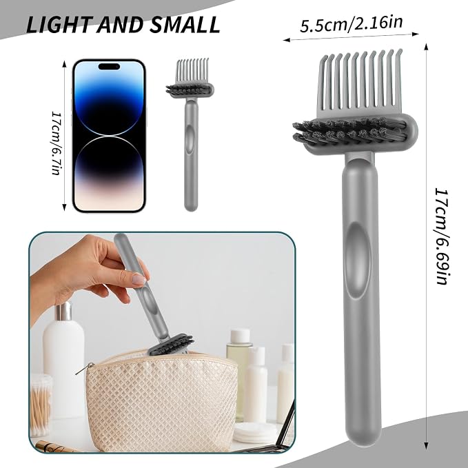 Yuanchu 2Pcs 2-in-1 Hair Brush Cleaner and Remover Tools, Dual-Sided Comb Effective Hairbrush Cleaner for Removing Hair and Dust Home Salon Travel Use(Grey)