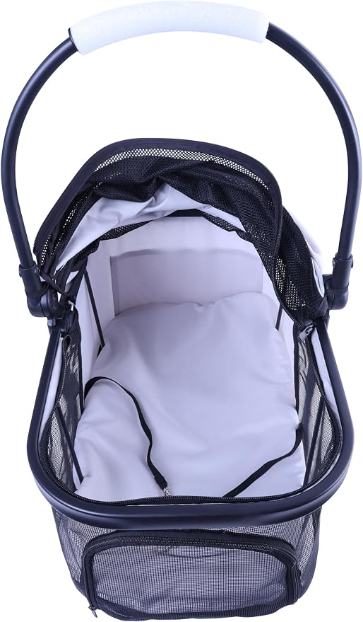 Front Full-Window pet Stroller with Detachable Carrier,4 Wheels for Cats & Dogs, with Storage Basket,Cup Holder, Travel Puppy/Cats Stroller.